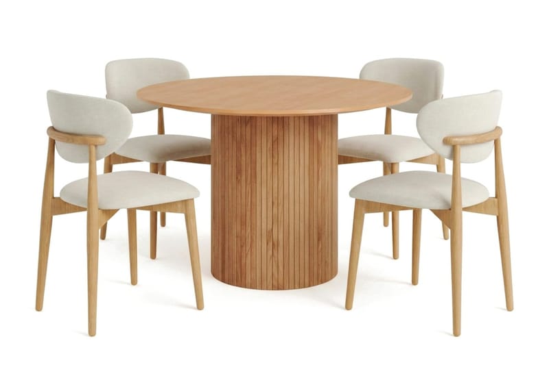 Kopparbo Matgrupp runt 110 cm Ek med 4 Molly Matstolar - Ek - Möbler - Bord & matgrupper - Matgrupper