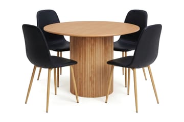 Kopparbo Matgrupp runt 110 cm Ek med 4 Nibe Matstolar - Ek - Möbler - Bord & matgrupper - Matgrupper