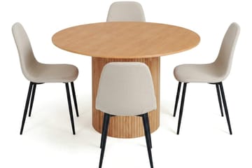 Kopparbo Matgrupp runt 110 cm Ek med 4 Nibe Matstolar - Ek - Möbler - Bord & matgrupper - Matgrupper