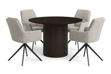 Kopparbo Matgrupp runt 110 cm Rökt Ek med 4 Torsby Matstolar - Rökt ek - Möbler - Bord & matgrupper - Matgrupper