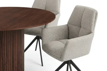 Kopparbo Matgrupp runt 130 cm Valnöt med 6 Torsby Matstolar - Valnöt - Möbler - Bord & matgrupper - Matgrupper