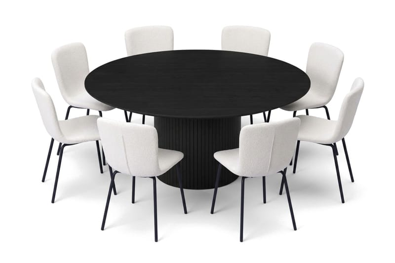 Kopparbo Matgrupp runt 180 cm Svart med 8 Katy Matstolar - Svart - Möbler - Bord & matgrupper - Matgrupper