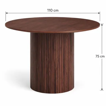 Kopparbo Rund Matgrupp 110 cm – Matbord med 4 Winston Matstolar i Trä med Valnötsutseende - Brun - Möbler - Bord & matgrupper - Matgrupper