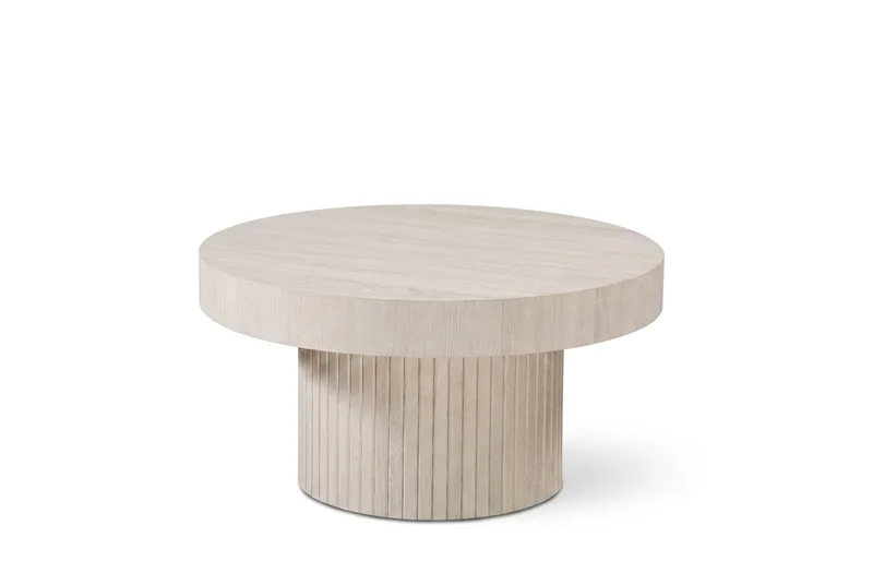Kopparbo Soffbord Rund 85 cm tjock bordsskiva, Vitlaserad
