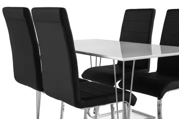 Kronblom Matgrupp 120 cm med 4 Cibus Stol - Vit/Krom/Svart PU - Möbler - Bord & matgrupper - Matgrupper