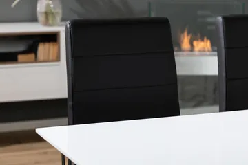 Kronblom Matgrupp 120 cm med 4 Cibus Stol - Vit/Krom/Svart PU - Möbler - Bord & matgrupper - Matgrupper