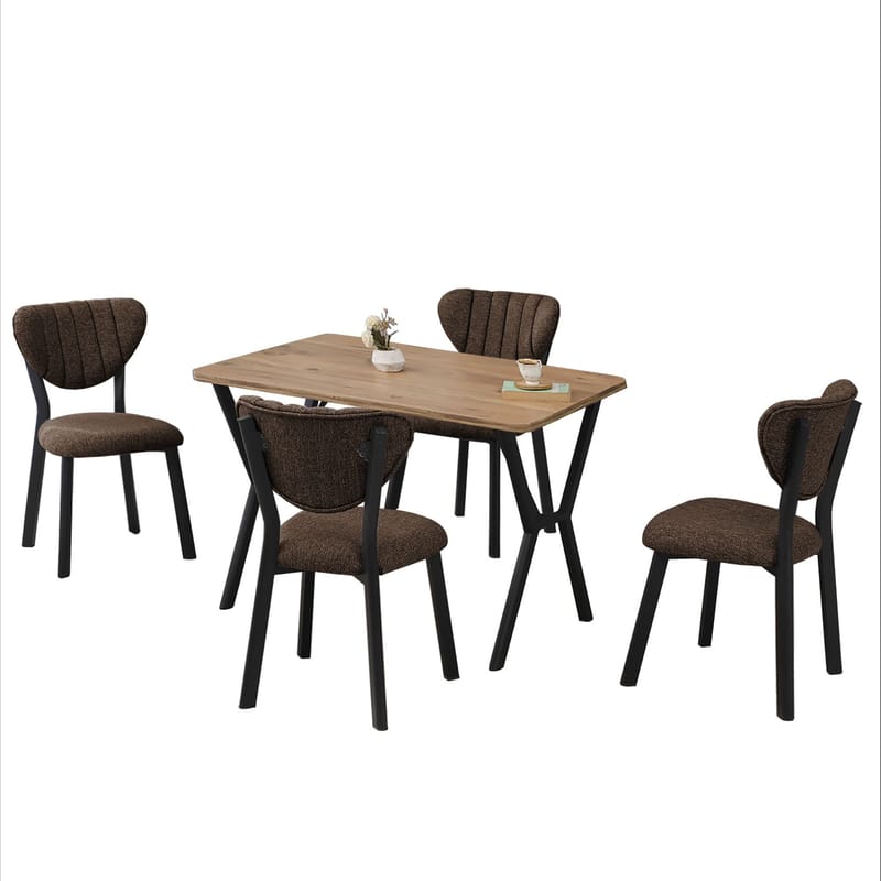 Krylor Matgrupp Bord 110 cm + 4 Stolar - Brun Och Valnöt - Möbler - Bord & matgrupper - Matgrupper