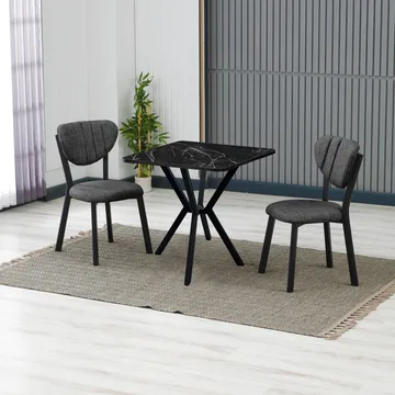 Krylor Matgrupp Bord 70 cm + 2 Stolar - Antracit Svart - Möbler - Bord & matgrupper - Matgrupper
