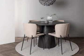 Lanzo Matgrupp 120 cm Rund med 4 Modesto stolar - Beige - Möbler - Bord & matgrupper - Matgrupper