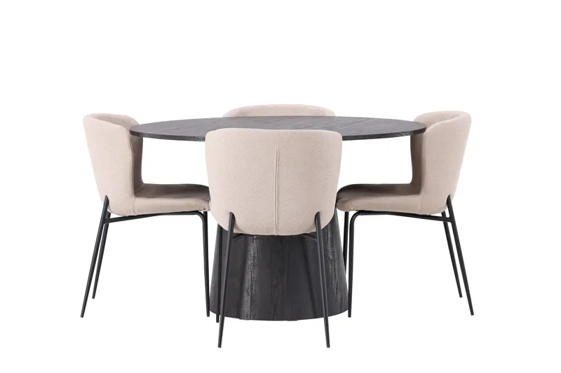 Lanzo Matgrupp 120 cm Rund med 4 Modesto stolar - Beige - Möbler - Bord & matgrupper - Matgrupper