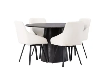 Lanzo Matgrupp 120 cm Rund med 4 Rosie stolar - Beige - Möbler - Bord & matgrupper - Matgrupper
