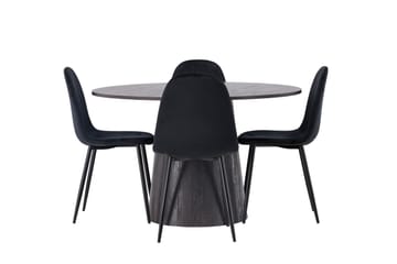 Lanzo Matgrupp 120 cm Rund med 4 Polar stolar - Svart - Möbler - Bord & matgrupper - Matgrupper