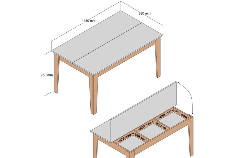 Lissione Matbord 145x88 cm Brun - Hanah Home - Möbler - Bord & matgrupper - Matbord & köksbord
