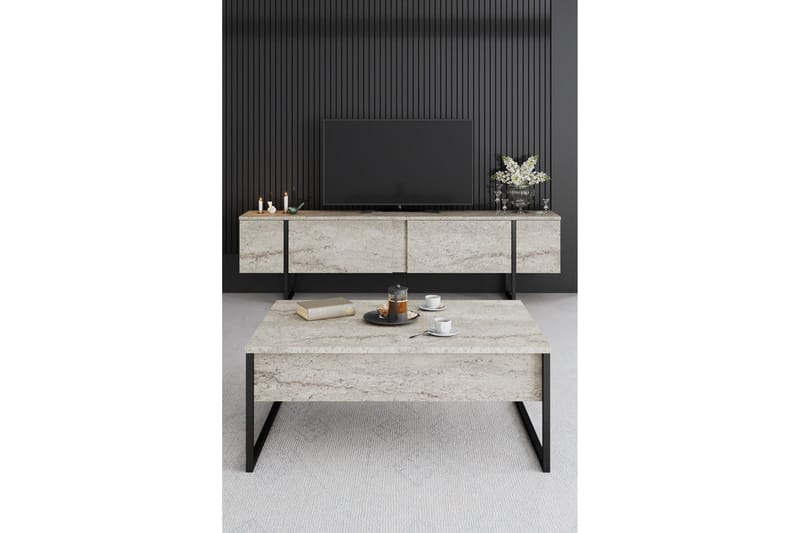 Luxe Soffbord 90 cm - Beige/Svart - Möbler - Bord & matgrupper - Soffbord