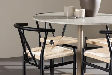 Lycke Matgrupp 110 cm Rund med 4 Alfons stolar - Beige/Svart - Möbler - Bord & matgrupper - Matgrupper