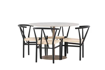 Lycke Matgrupp 110 cm Rund med 4 Alfons stolar - Beige/Svart - Möbler - Bord & matgrupper - Matgrupper