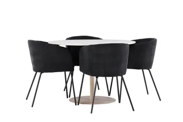 Lycke Matgrupp 110 cm Rund med 4 Berit stolar - Beige/Svart - Möbler - Bord & matgrupper - Matgrupper