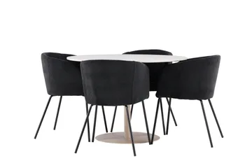 Lycke Matgrupp 110 cm Rund med 4 Berit stolar - Beige/Svart - Möbler - Bord & matgrupper - Matgrupper
