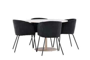 Lycke Matgrupp 110 cm Rund med 4 Berit stolar - Beige/Svart - Möbler - Bord & matgrupper - Matgrupper