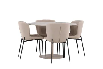 Lycke Matgrupp 110 cm Rund med 4 Modesto stolar - Beige/Beige - Möbler - Bord & matgrupper - Matgrupper