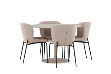 Lycke Matgrupp 110 cm Rund med 4 Modesto stolar - Beige/Beige - Möbler - Bord & matgrupper - Matgrupper