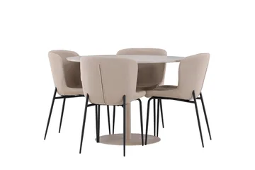 Lycke Matgrupp 110 cm Rund med 4 Modesto stolar - Beige/Beige - Möbler - Bord & matgrupper - Matgrupper