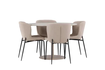 Lycke Matgrupp 110 cm Rund med 4 Modesto stolar - Beige/Beige - Möbler - Bord & matgrupper - Matgrupper