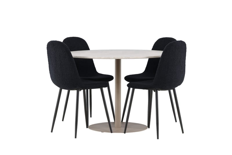 Lycke Matgrupp 110 cm Rund med 4 Polar stolar - Beige/Svart - Möbler - Bord & matgrupper - Matgrupper