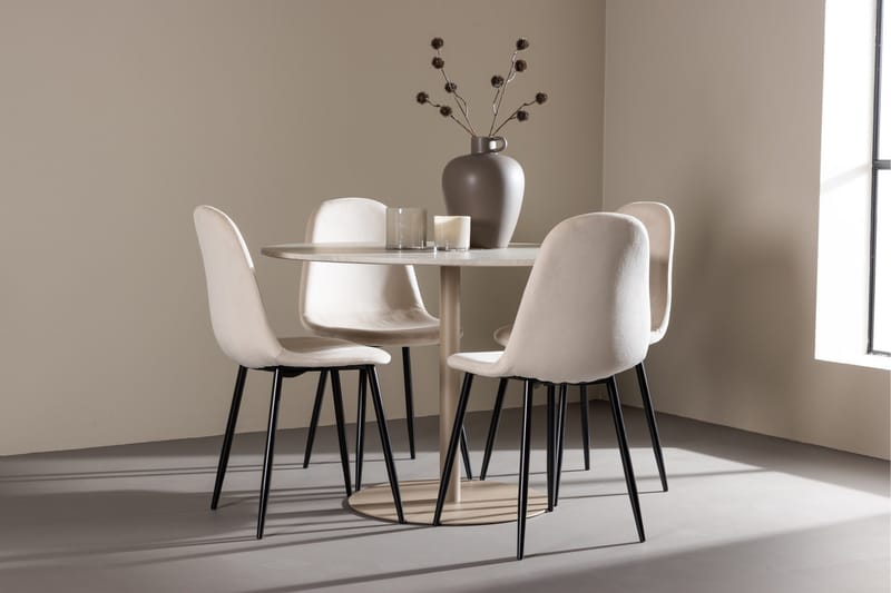 Lycke Matgrupp 110 cm Rund med 4 Polar stolar - Beige/Beige - Möbler - Bord & matgrupper - Matgrupper