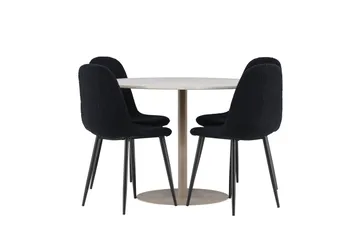 Lycke Matgrupp 110 cm Rund med 4 Polar stolar - Beige/Svart - Möbler - Bord & matgrupper - Matgrupper