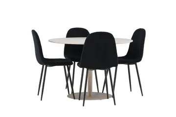 Lycke Matgrupp 110 cm Rund med 4 Polar stolar - Beige/Svart - Möbler - Bord & matgrupper - Matgrupper