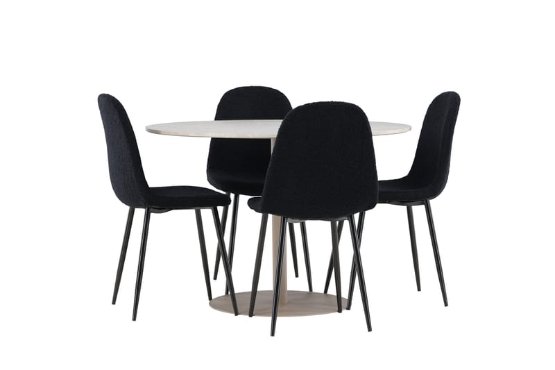 Lycke Matgrupp 110 cm Rund med 4 Polar stolar - Beige/Svart - Möbler - Bord & matgrupper - Matgrupper
