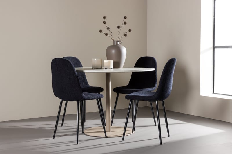 Lycke Matgrupp 110 cm Rund med 4 Polar stolar - Beige/Svart - Möbler - Bord & matgrupper - Matgrupper