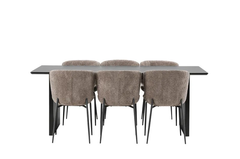 Mangat Matgrupp  200 cm Rektangulär med 6 Manjetor stolar - Beige - Möbler - Bord & matgrupper - Matgrupper
