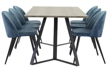 Marina Matgrupp 180 cm Rektangulär med 6 Velvet stolar - Möbler - Bord & matgrupper - Matgrupper