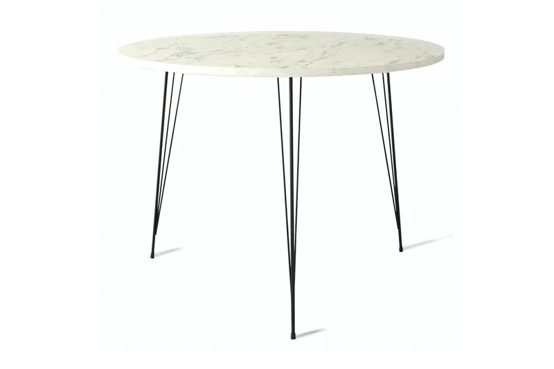 Bonnick Litet Runt Bord 90 cm med Ek- och Marmorutseende, Svart|Vit