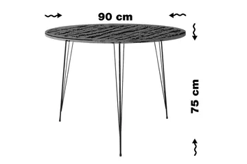 Bonnick Litet Runt Bord 90 cm med Ek- och Marmorutseende - Svart|Vit - Möbler - Bord & matgrupper - Matbord & köksbord