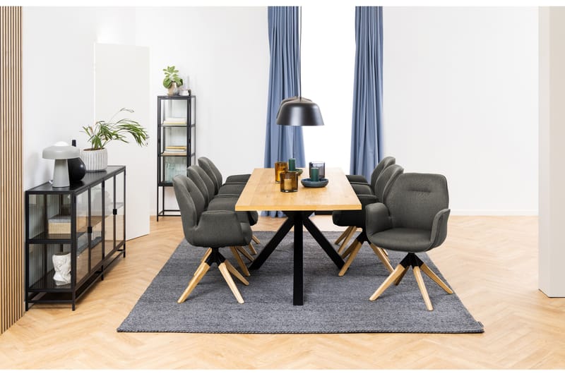 Ganesh Stort Rektangulärt Matbord 220 cm med Trä- och Ekutseende - Svart|Beige - Möbler - Bord & matgrupper - Matbord & köksbord