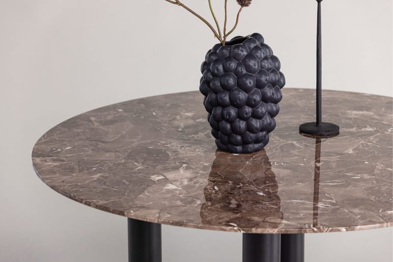 Havsten Runt Matbord 106 cm i Glas med Marmorutseende - Svart - Möbler - Bord & matgrupper - Matbord & köksbord