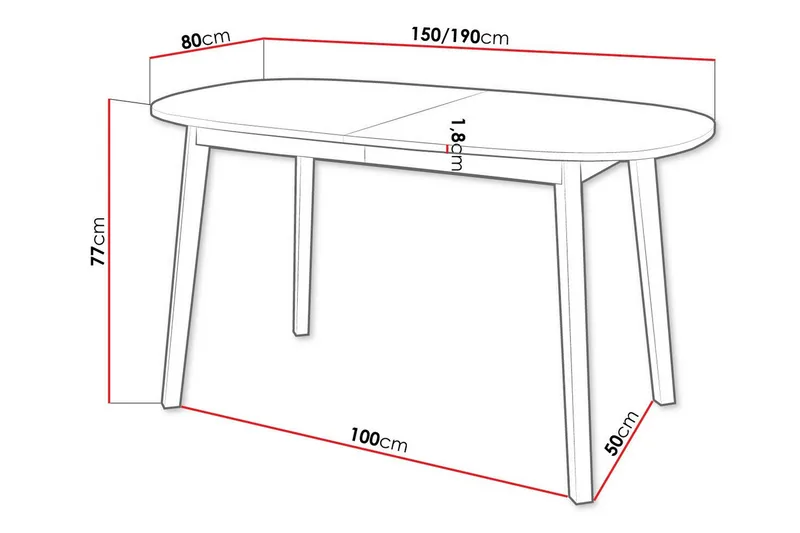 Narberth Utdragbart Ovalt Matbord 150 cm med Betongutseende - Ljusgrå - Möbler - Bord & matgrupper - Matbord & köksbord