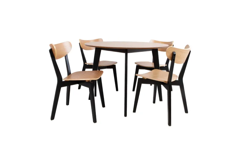 Roxby Runt Matbord 105 cm med Trä- och Ekutseende, Svart|Brun