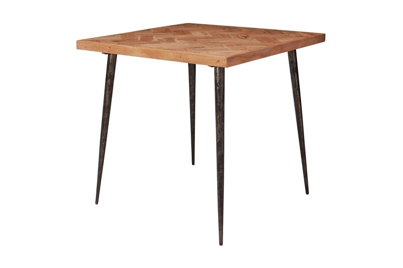 Synia Litet Kvadratiskt Matbord 80 cm i Massivt Trä med Ek- och Metallutseende, Beige