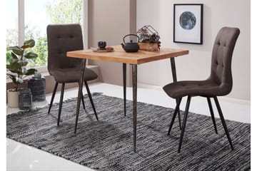 Synia Litet Kvadratiskt Matbord 80 cm i Massivt Trä med Ek- och Metallutseende - Beige - Möbler - Bord & matgrupper - Matbord & köksbord