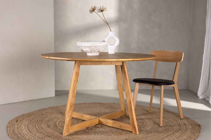 Yakidon Utdragbart Runt Matbord 120 cm med Trä- och Ekutseende - Brun - Möbler - Bord & matgrupper - Matbord & köksbord