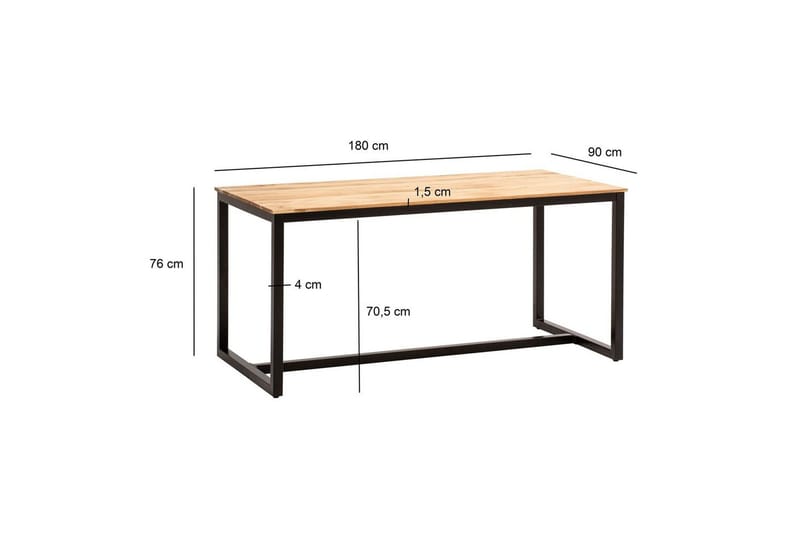Matbord Wohnling massivt trä industriell loftstil metallbensram 180x90 cm - 180x90 cm - Möbler - Bord & matgrupper - Matbord & köksbord