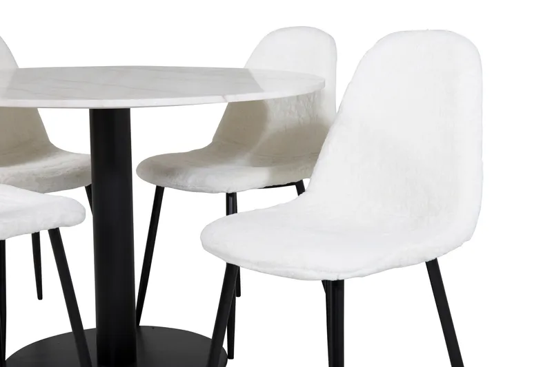 Admira Matgrupp 106 cm Rund inkl 4 Ypas Stolar - Marmor/Vit/Svart - Möbler - Bord & matgrupper - Matgrupper