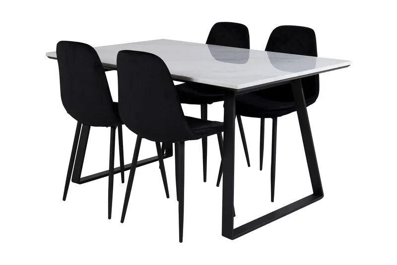 Admira Matgrupp 140 cm inkl 4 Ypas Stolar, Marmor/Vit/Svart