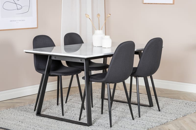 Admira Matgrupp 140 cm inkl 4 Ypas Stolar - Marmor/Vit/Svart - Möbler - Bord & matgrupper - Matgrupper