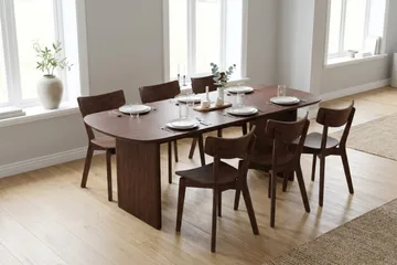 Alma Matgrupp 180 cm rektangulärt i Valnöt med 6 Amelia Matstolar - Valnöt - Möbler - Bord & matgrupper - Matgrupper