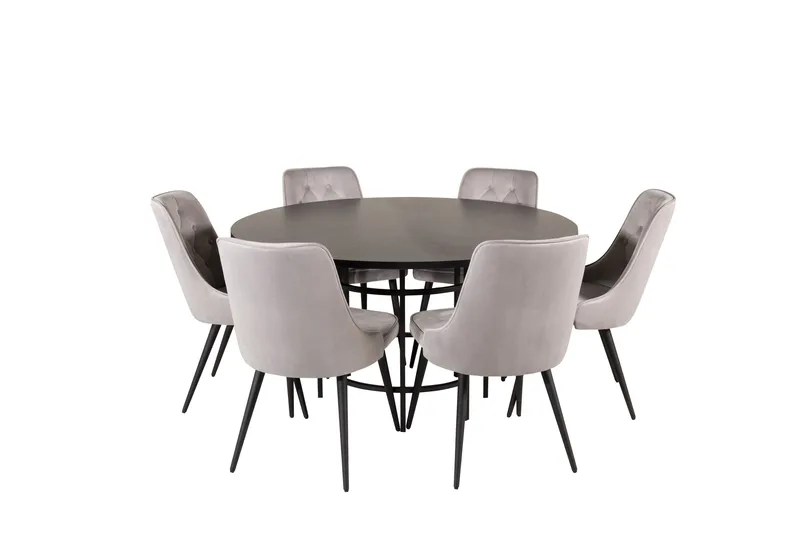 Copenhagen Matgrupp 140 cm Rund med 6 Velvet Deluxe stolar - Möbler - Bord & matgrupper - Matgrupper